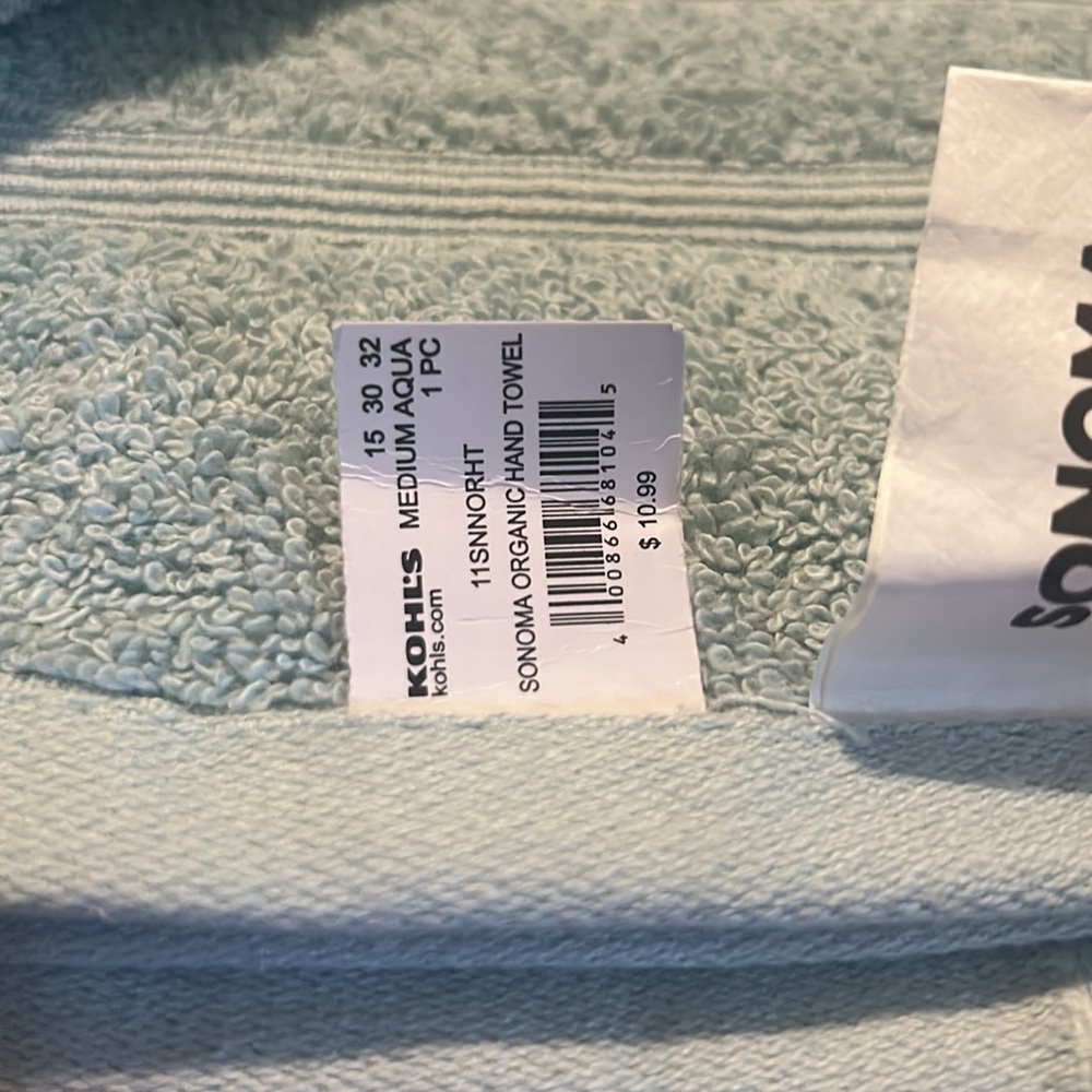 Sonoma Aqua Hand Towel 1 Piece - Picture 4 of 4